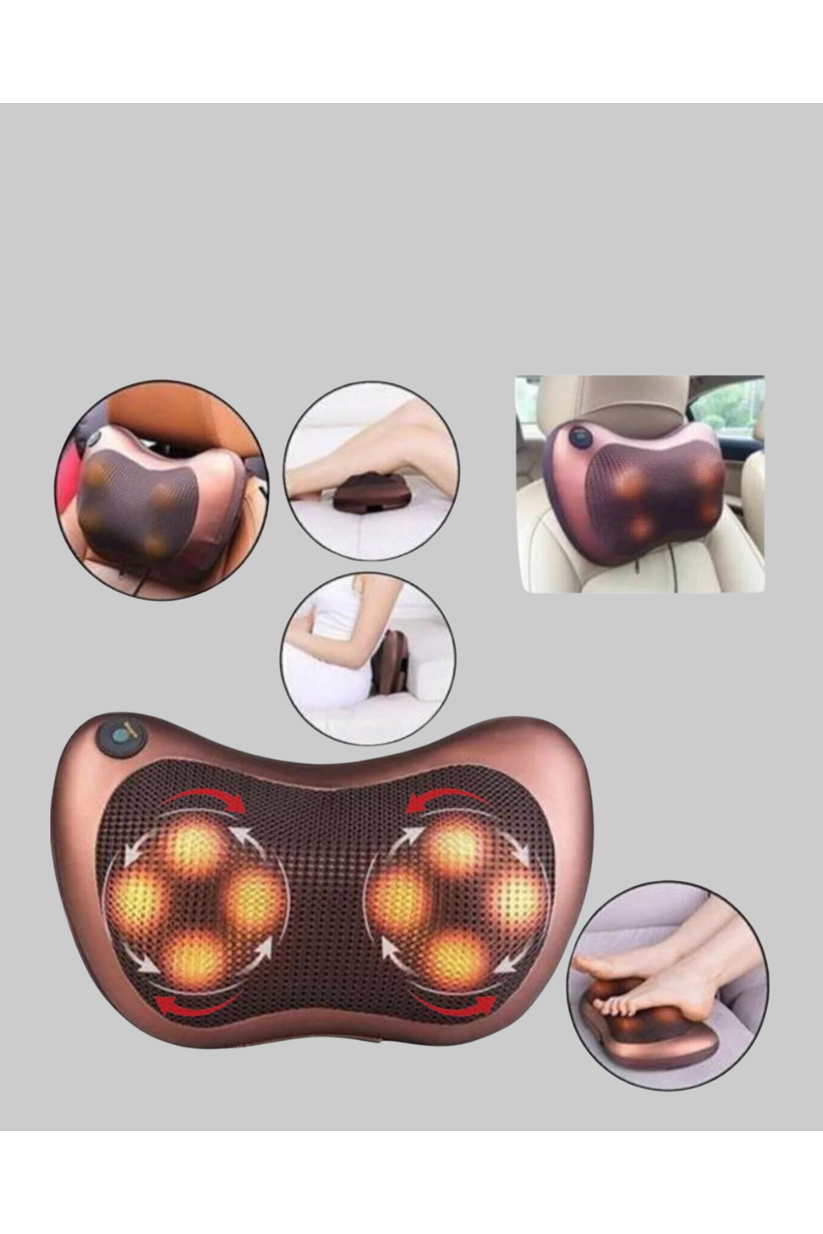 Çok Fonksiyonlu Boyun Bel Sırt Masaj Yastığı Araç İçi Uyumlu