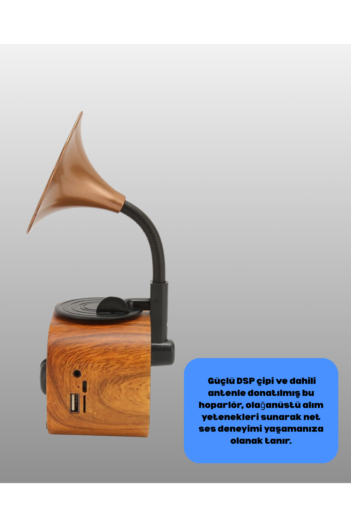 Taşınabilir Mini Retro Radyo Bluetooth Hoparlör USB SD AUX Destekli