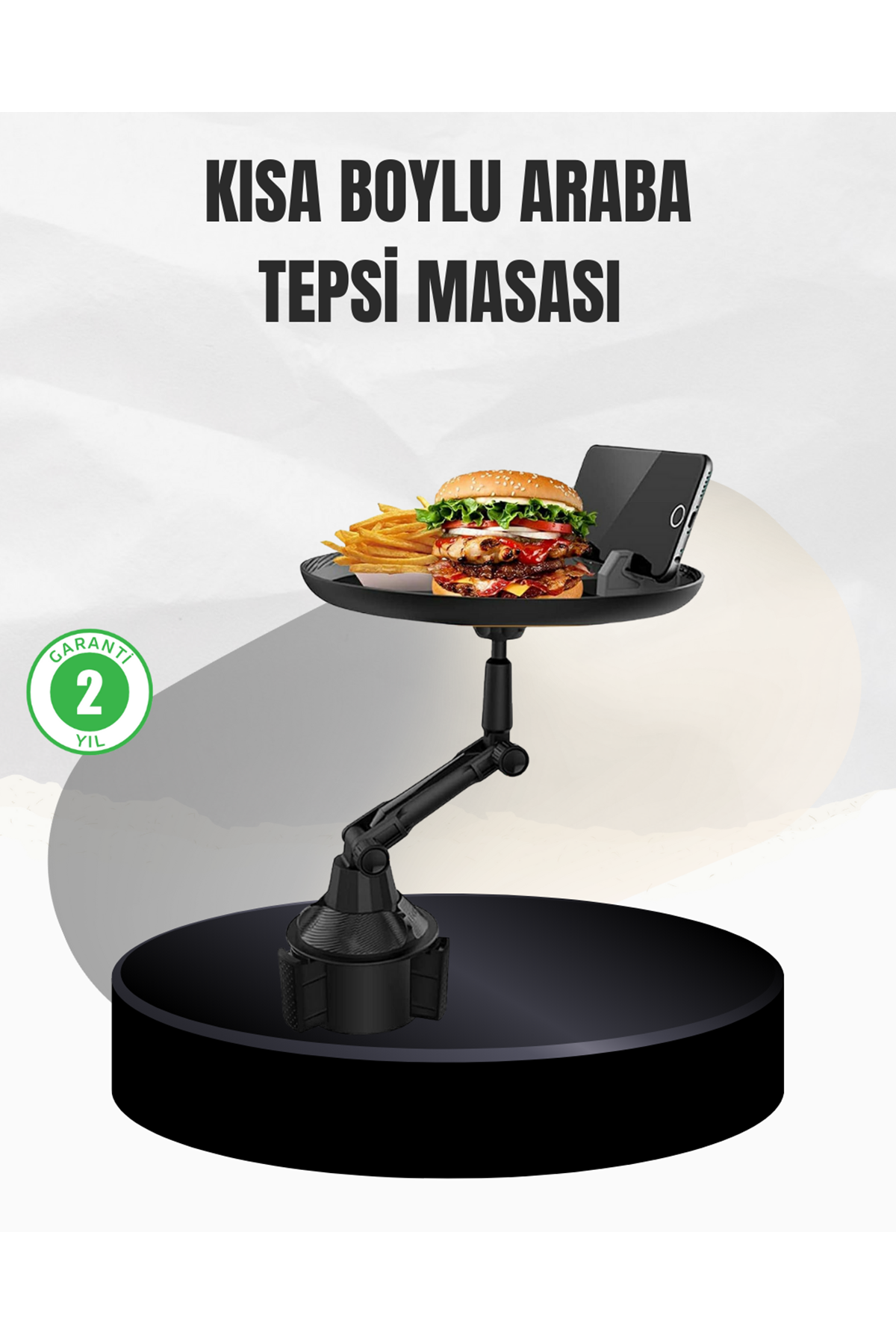 Universal Araç İçi Bardaklık Tepsisi 9 İnç Yemek Alanı ve Telefon Standlı