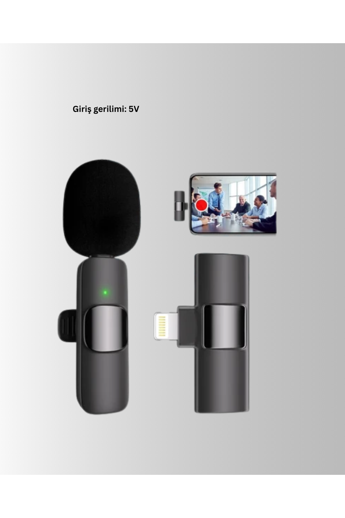 iPhone İçin Çift Mikrofonlu Telsiz Yaka Mikrofonu 360 Derece HD Ses