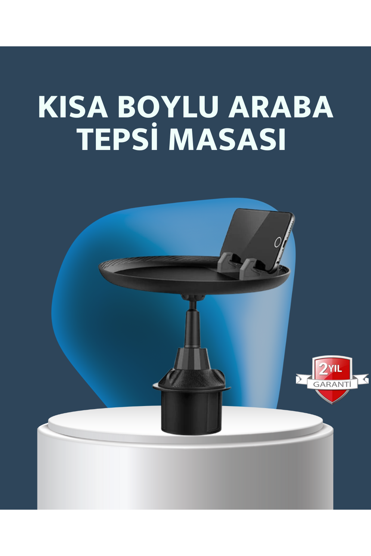 Araç İçi 360° Ayarlanabilir Bardaklık Tepsisi Geniş Yüzeyli ve Telefon Standlı