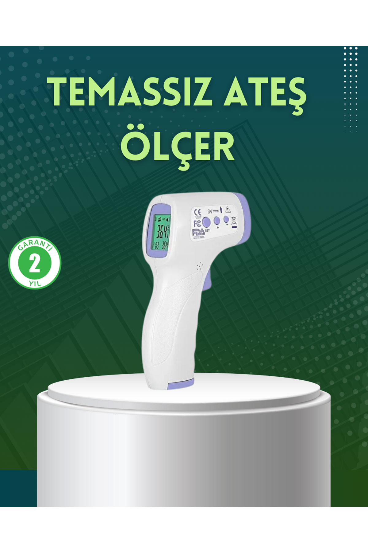 Kızılötesi Temassız Ateş Ölçer LCD Ekranlı Hassas Termometre