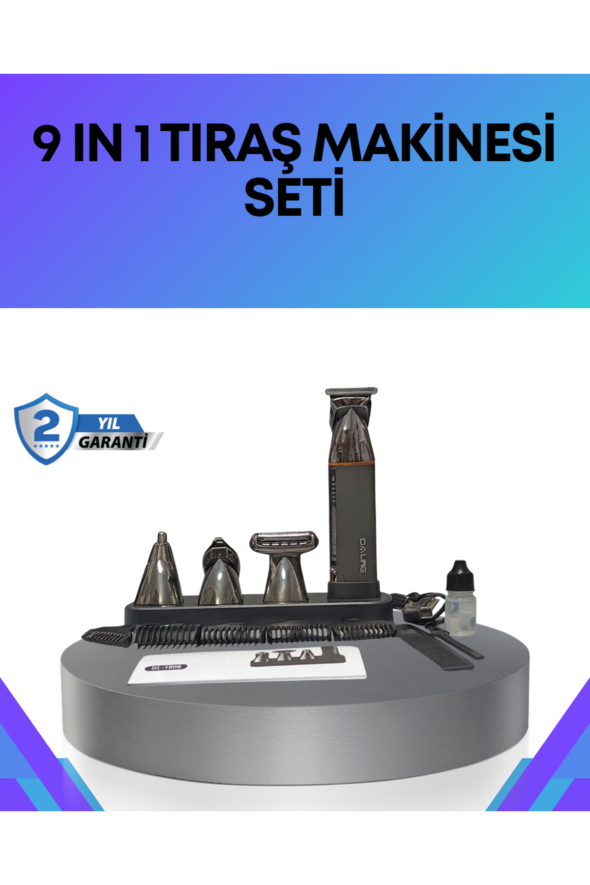 Çok Fonksiyonlu 9’u 1 Arada Tıraş Makinesi Şarjlı Saç Sakal Düzeltici