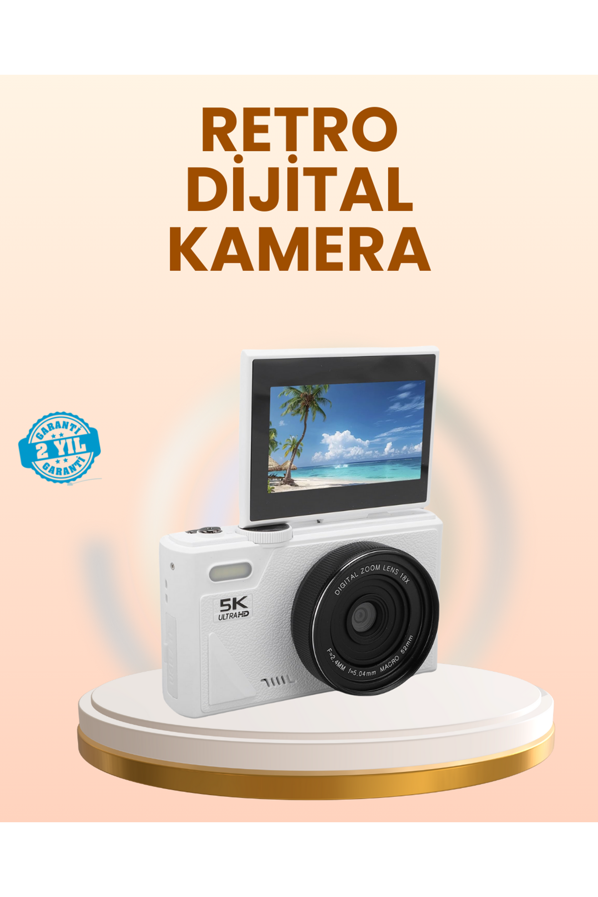 Taşınabilir 5K UHD Fotoğraf ve Video Kamera Otofokus WiFi