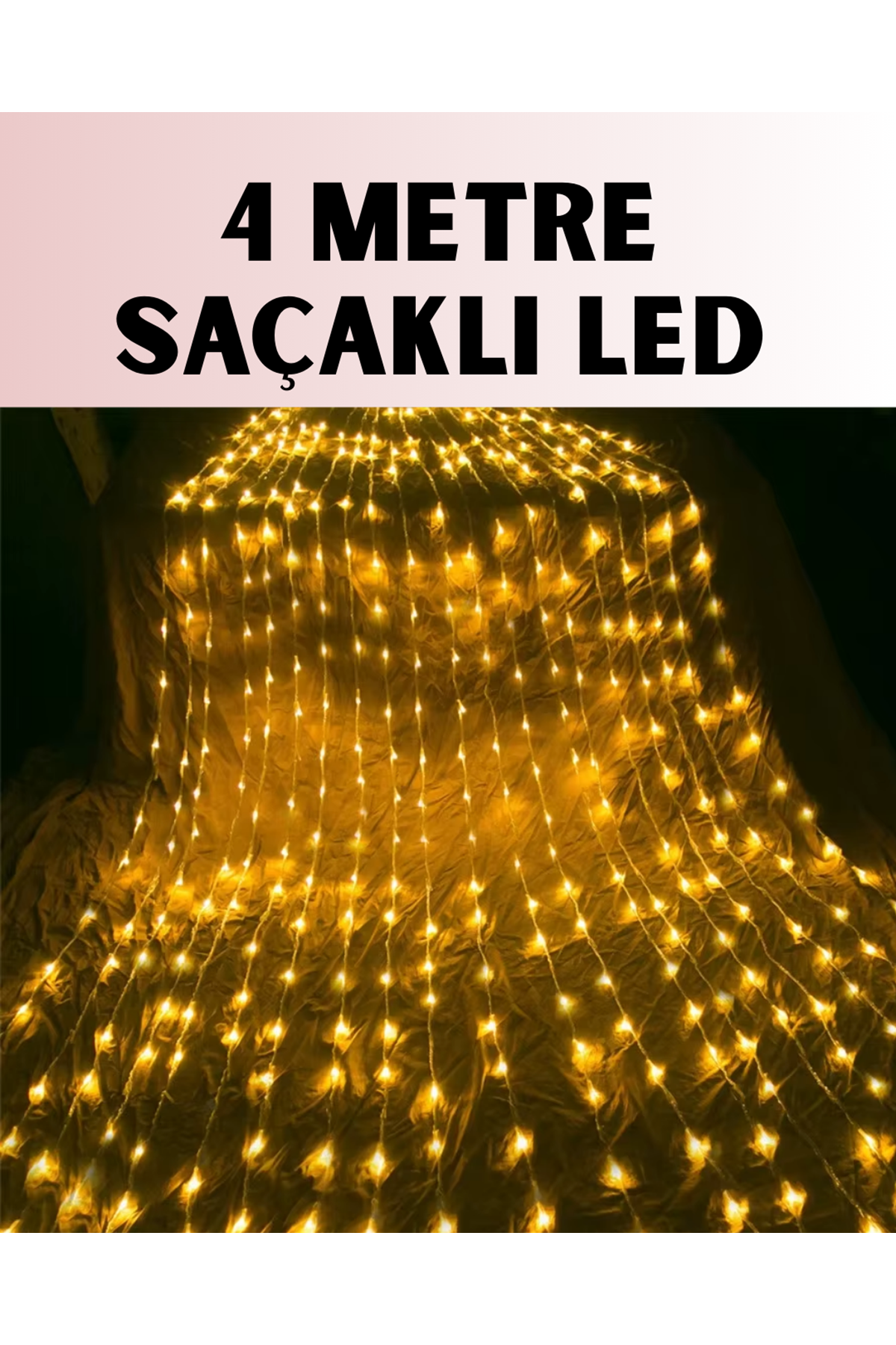 4 Metre Icicle Şelale Led Yılbaşı Perde Işık Sıcak Ambiyans