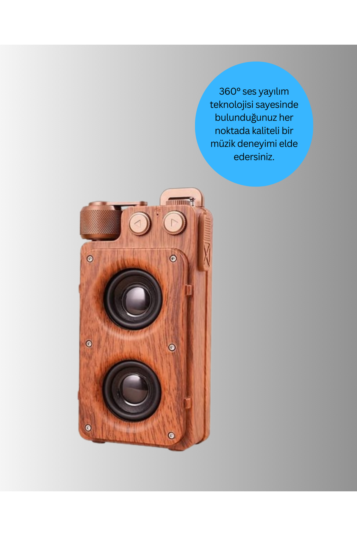 Ahşap Tarzı Kablosuz Hoparlör 5W Güçlü Bass TF USB AUX