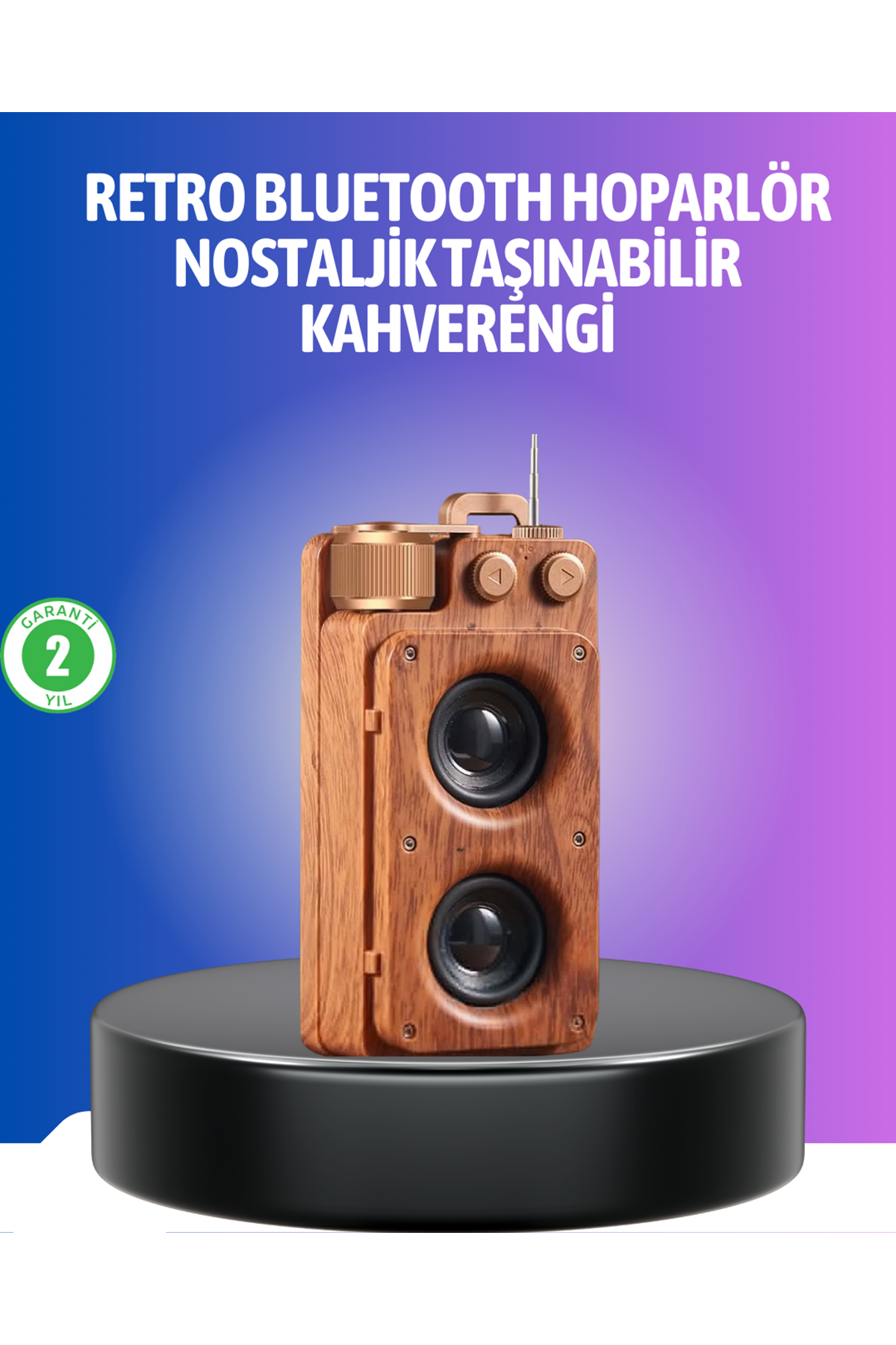 Vintage Tasarımlı Bluetooth Hoparlör Uzun Pil Ömürlü ve FM Destekli