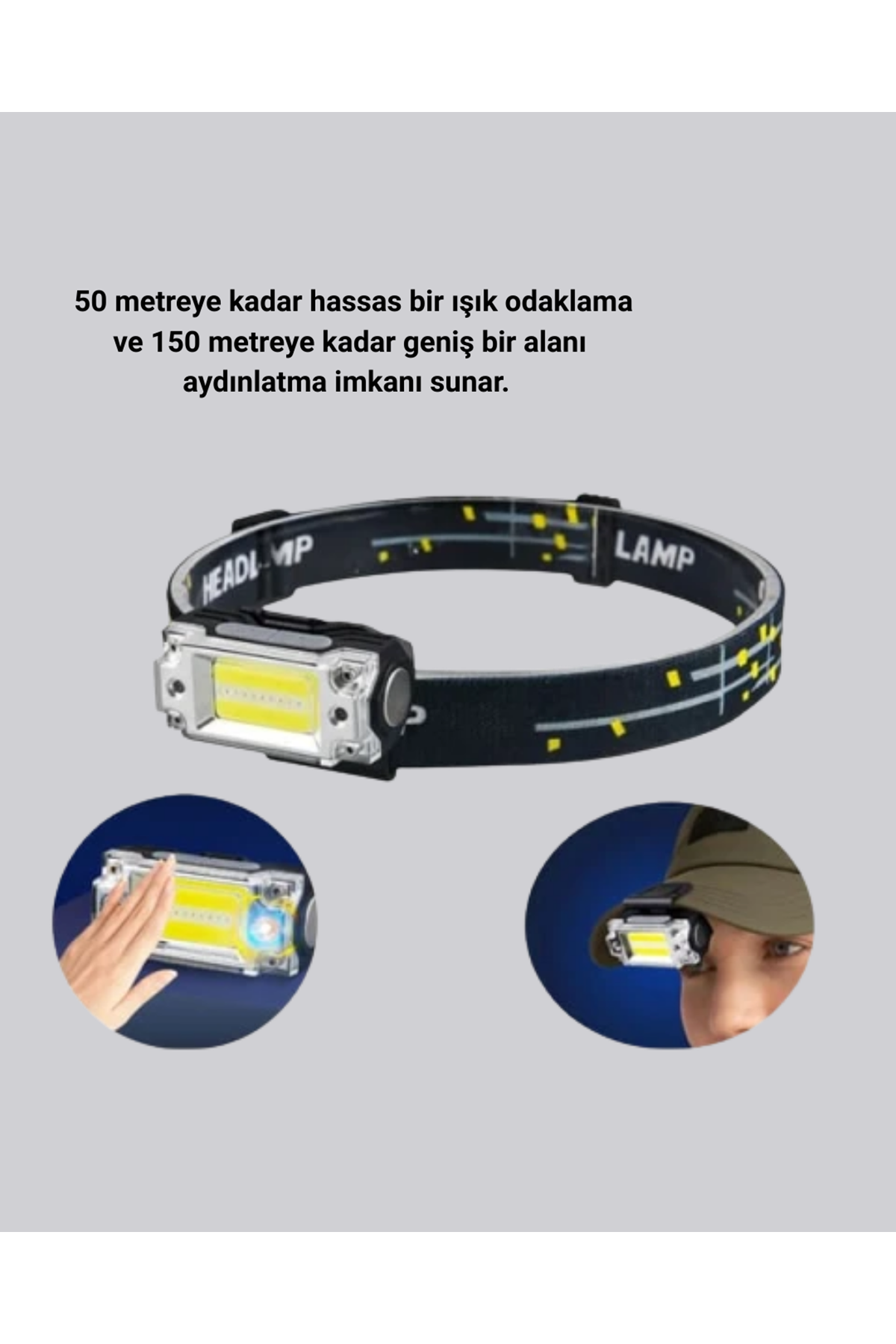 Şarj Edilebilir LED KAFA Feneri 215 Lümen XPE COB Güçlü Aydınlatma