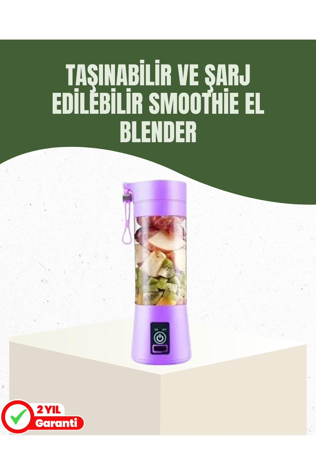 USB Şarjlı Portatif Blender 380ml Çelik 304 Bıçaklı Mobil Smoothie Maker