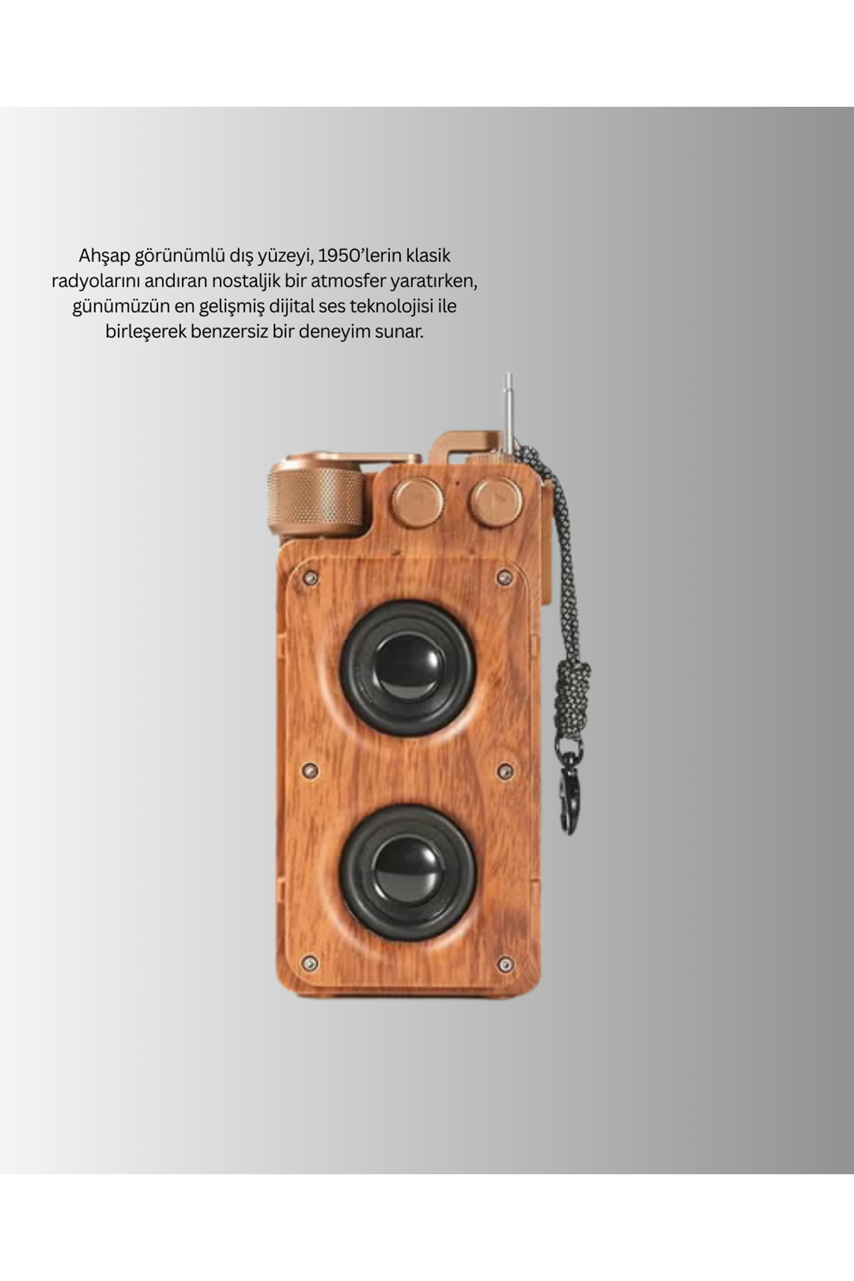 Klasik Görünümlü Bluetooth Hoparlör 360 Derece Stereo ve FM Radyo