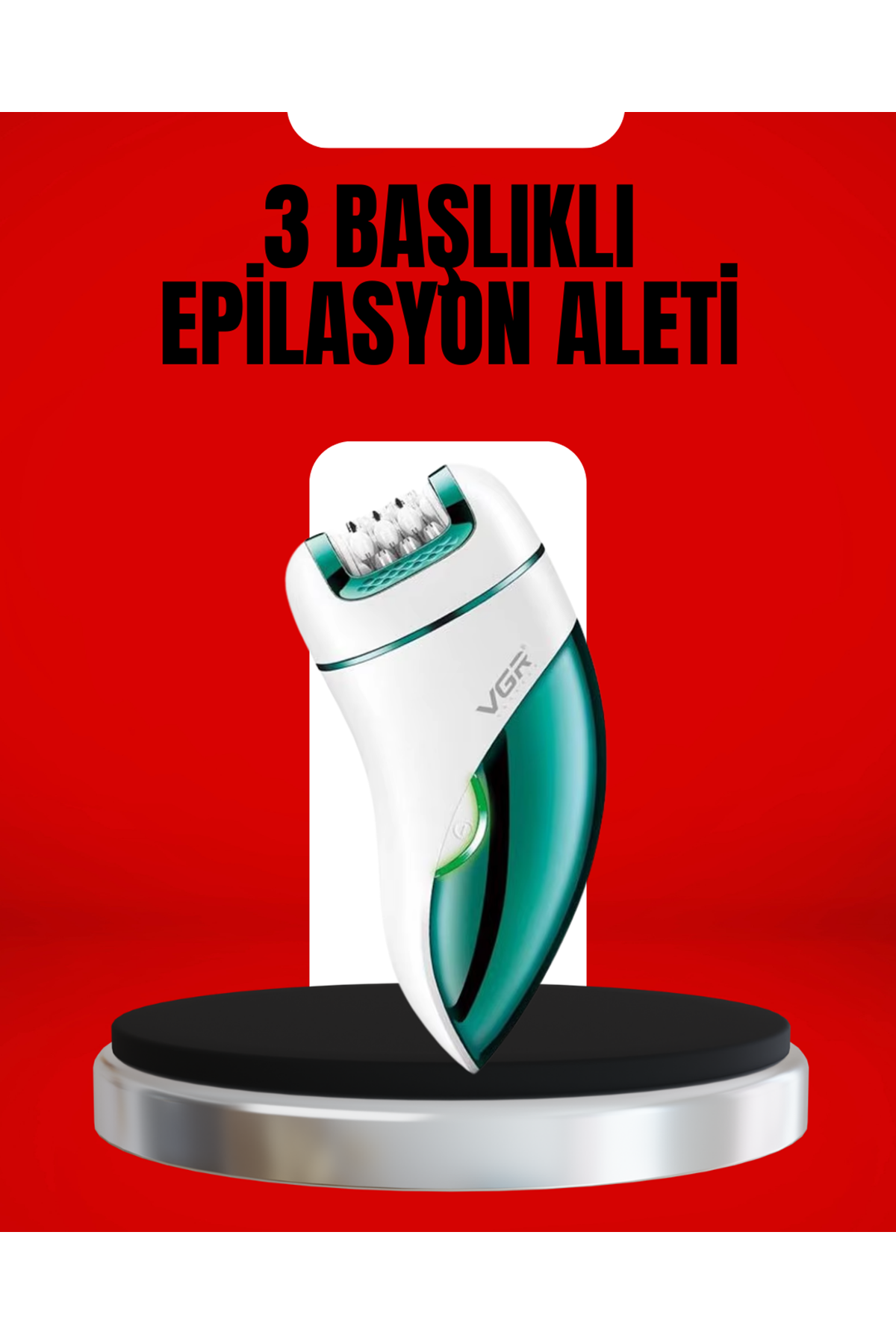 3'ü 1 Arada Epilatör Su Geçirmez Metal Başlıklı LED Işıklı 90 Dakika Şarjlı