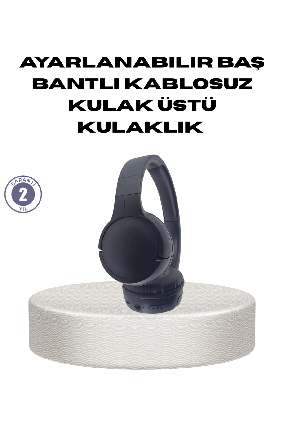 Bluetooth 5.0 Siyah Kablosuz Kulaklık 18 Saat Batarya Katlanabilir Tasarım