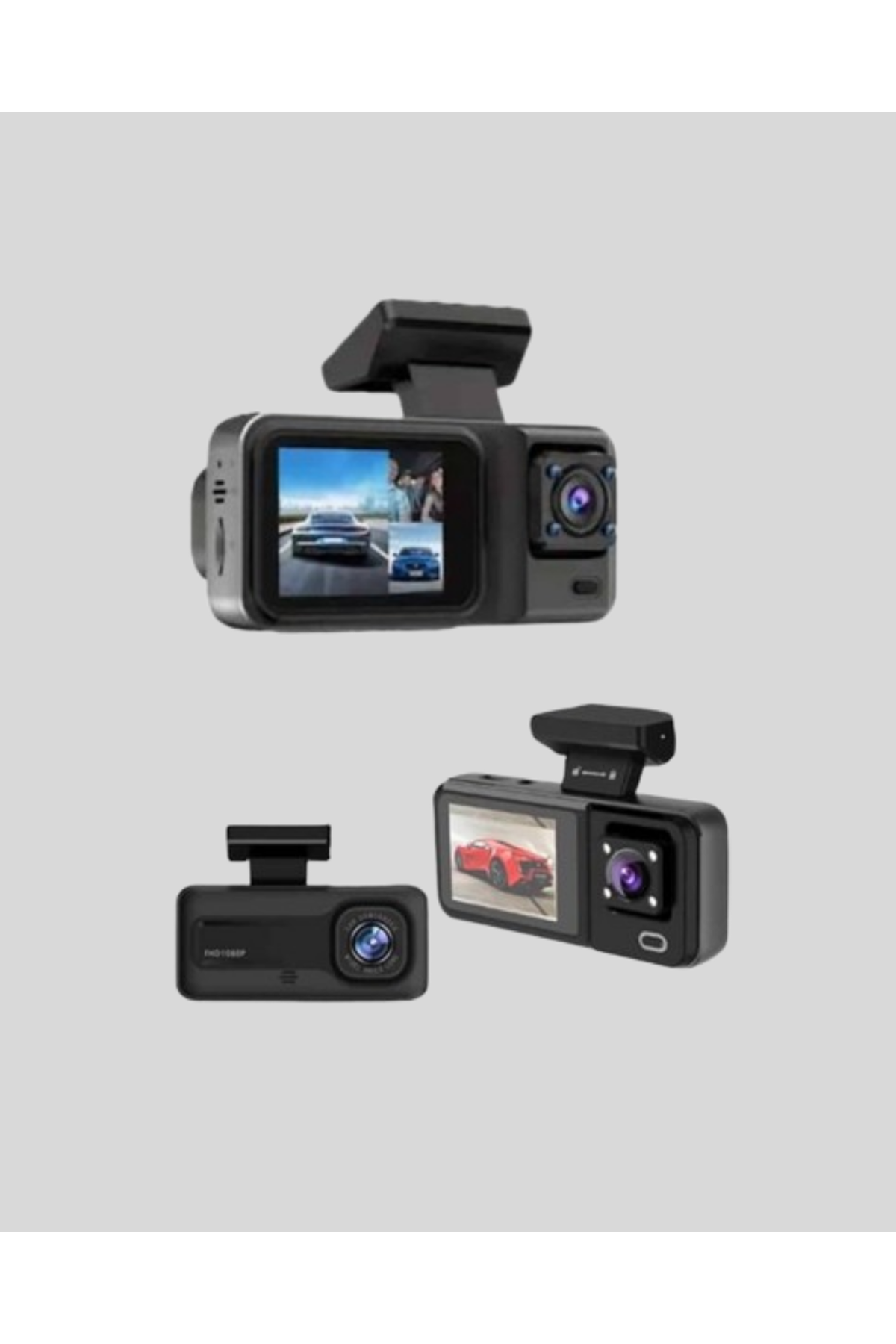 Park Modlu 3 Kameralı Araç Kayıt Cihazı 1080P Ön Kamera 2’’ Ekran