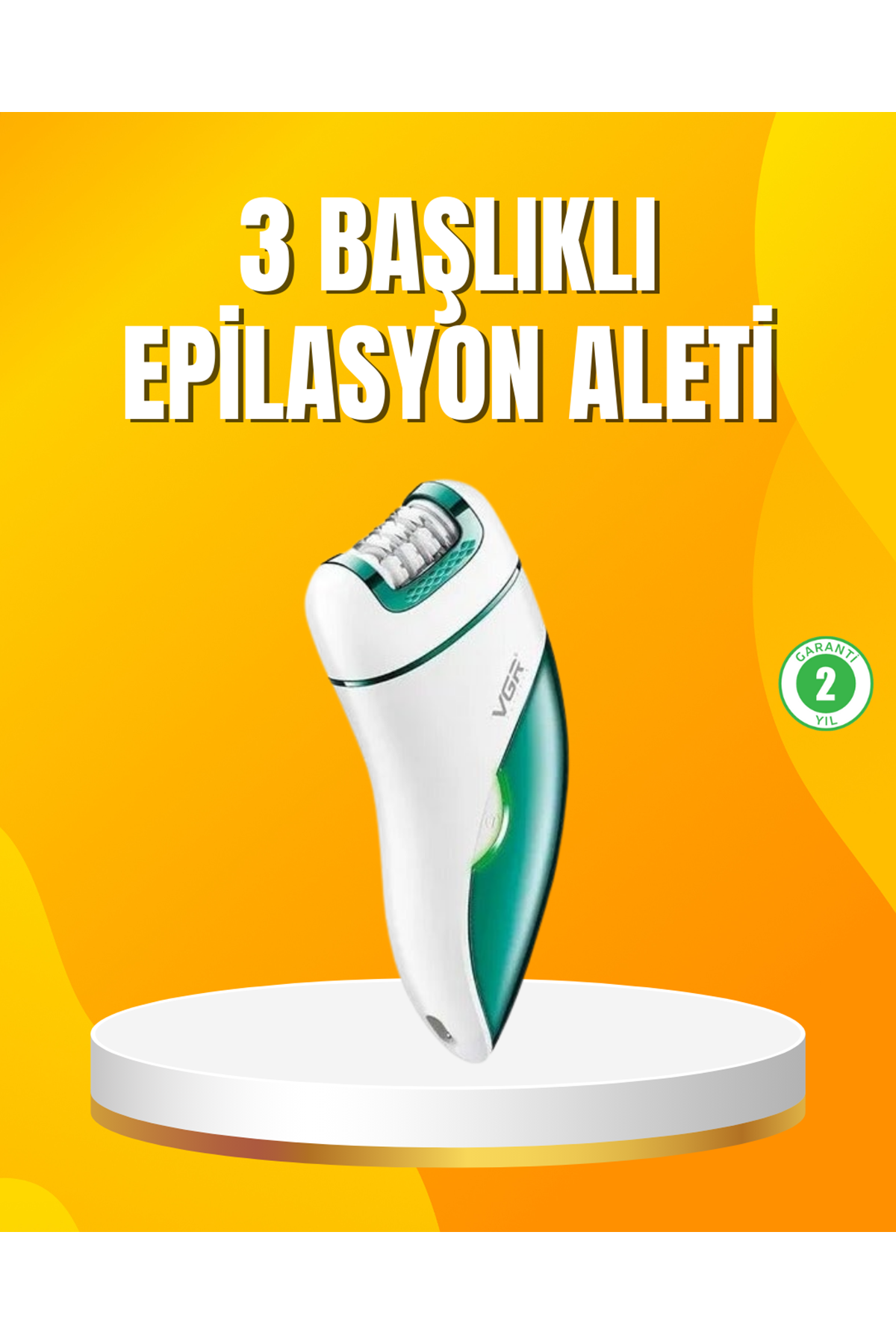 Şarjlı 3’ü 1 Arada VGR Epilatör LED Işıklı Suya Dayanıklı Hassas Bölge Epilasyon Makinesi