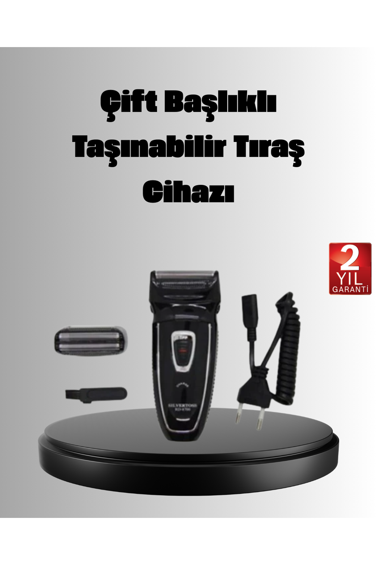 Şarjlı Kablosuz Tıraş Makinesi Çift Başlık Kuru Tıraş Ergonomik Taşınabilir