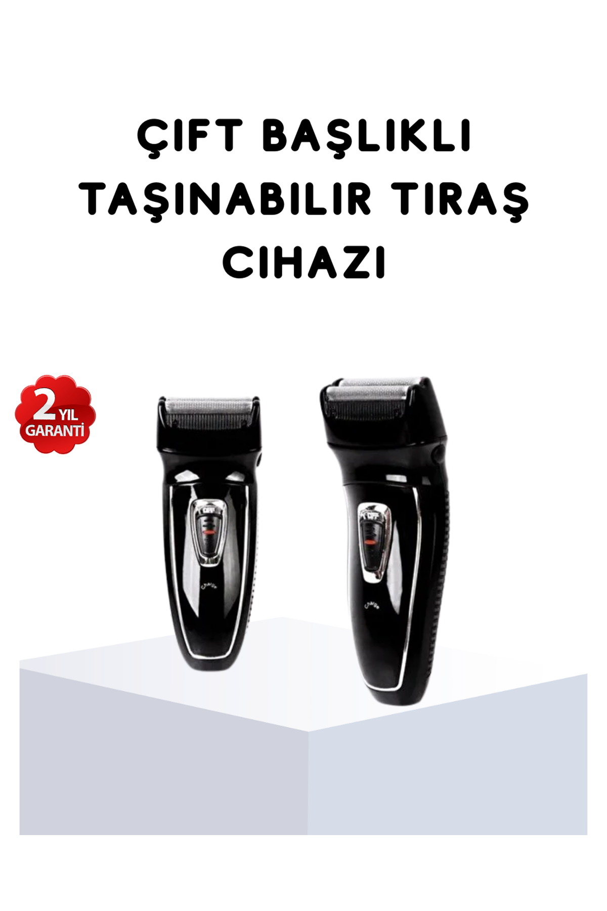 Kablosuz Tıraş Makinesi Çift Başlıklı Kuru Tıraş Folyo Başlık Şarj Göstergeli
