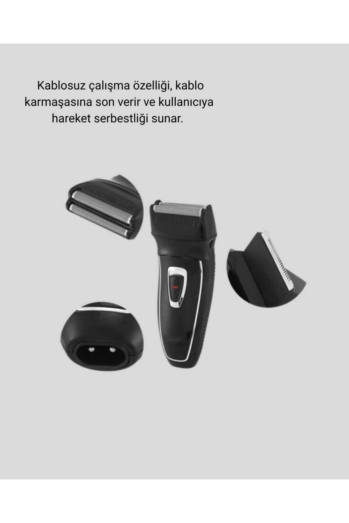 Kablosuz Tıraş Makinesi Çift Başlıklı Kuru Tıraş Folyo Başlık Şarj Göstergeli