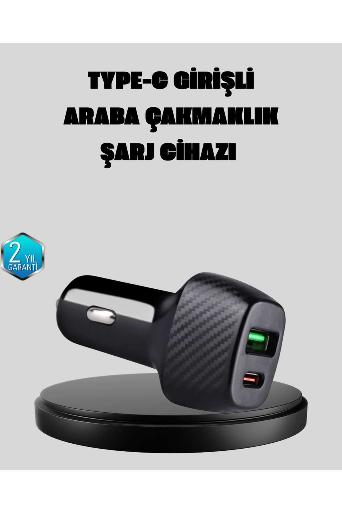 PD Destekli 38W Araç Şarj Başlığı Type-C + USB Çift Çıkış Hızlı Şarj