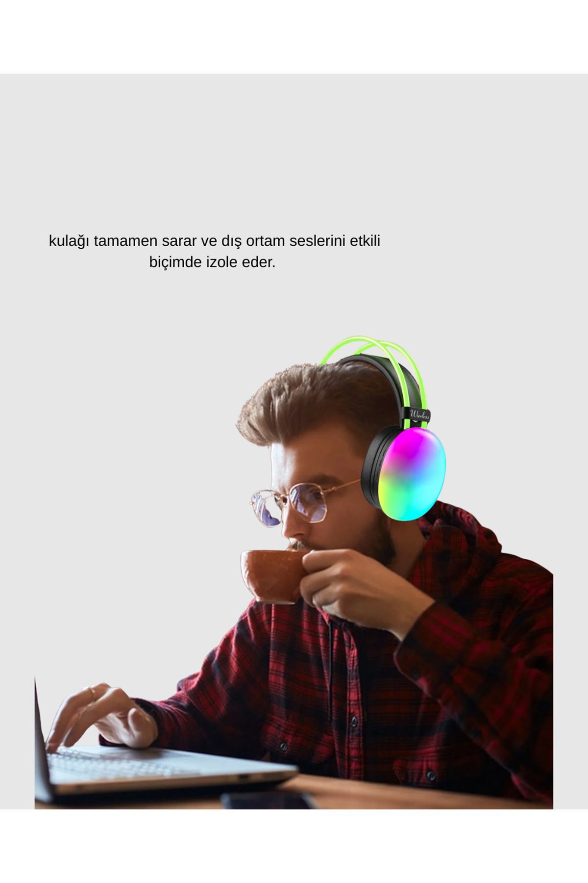 Ergonomik RGB Bluetooth Kulaklık 3D Ses