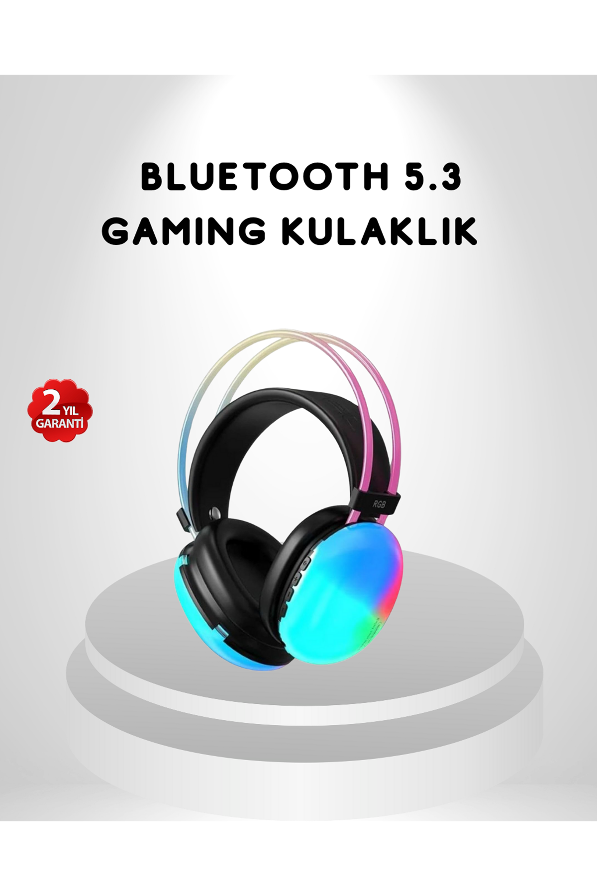 RGB Işıklı Kablosuz Kulaklık Bluetooth 5.3 800mAh Ergonomik IPX4 Dayanıklı