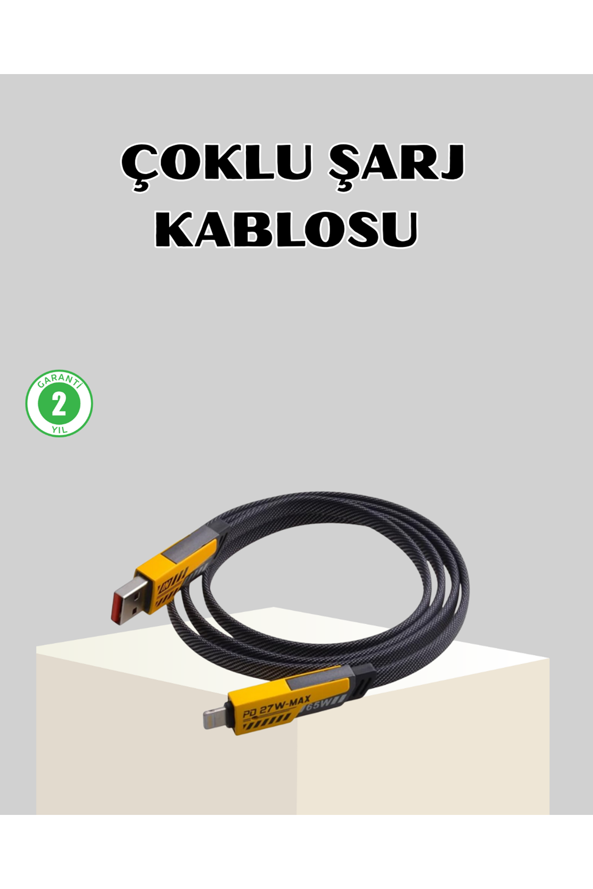 65W Çoklu Şarj Kablosu 4’ü 1 Arada Örgülü Hızlı Veri Aktarım USB-C USB-A
