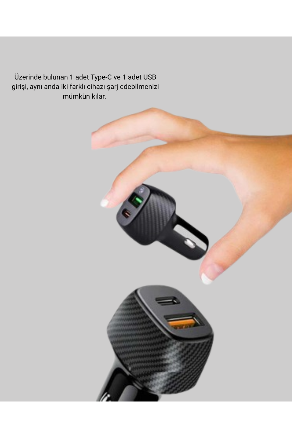 38W Araç Şarj Cihazı Type-C PD USB Hızlı Şarj Çift Port