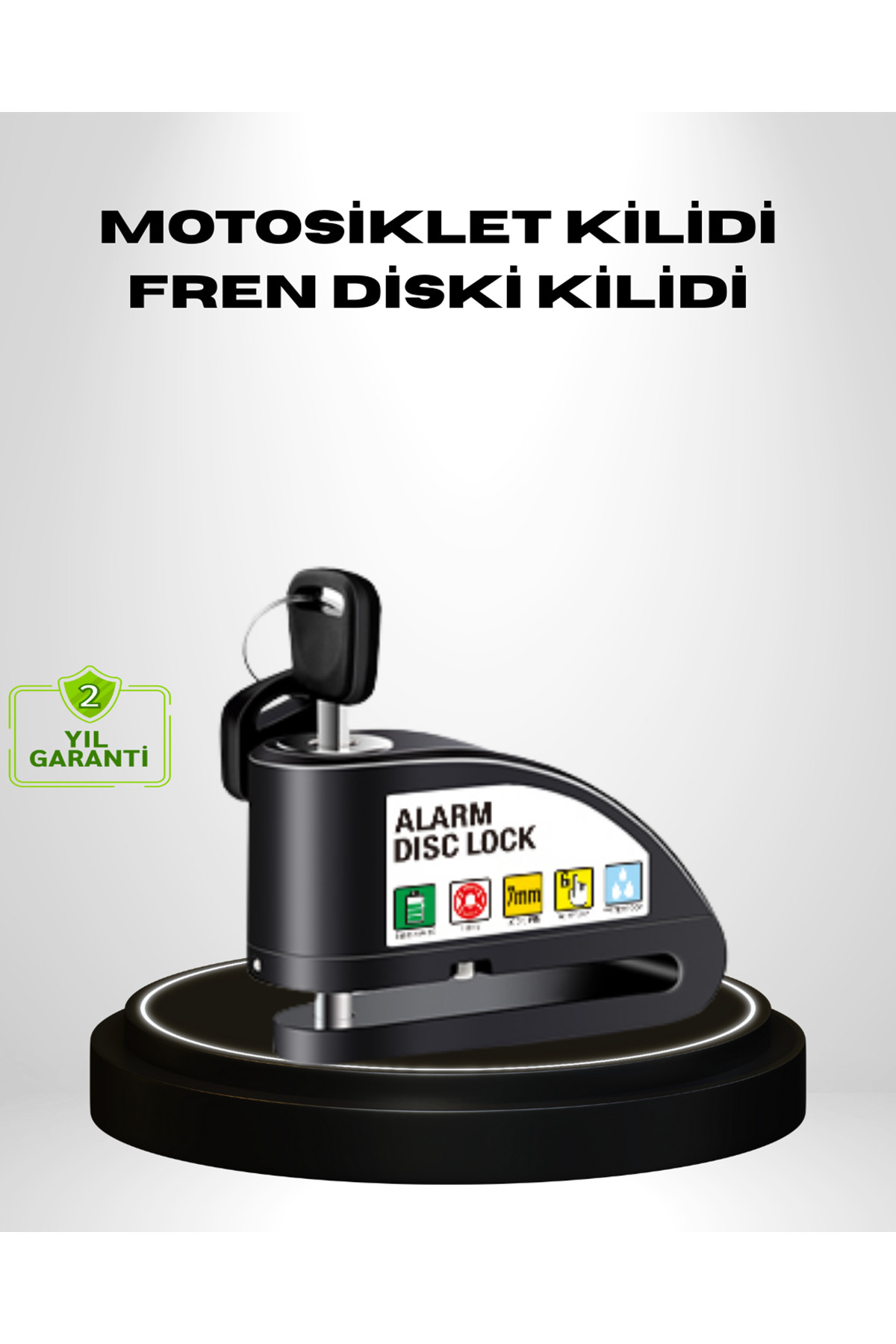 Titreşim Sensörlü Alarmlı Motosiklet Disk Kilidi 14mm Çelik Çift Kilitleme