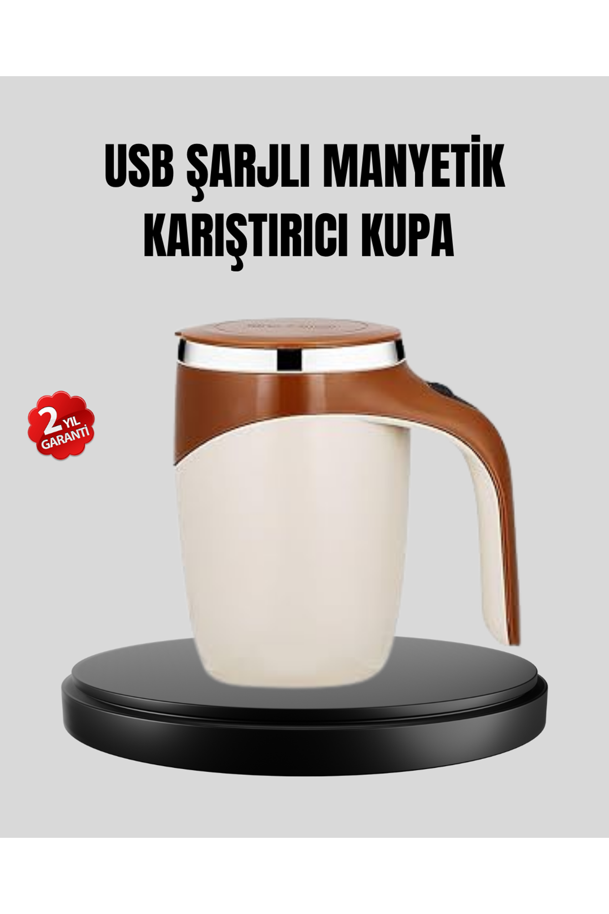 USB Şarjlı Manyetik Karıştırıcı Kupa Otomatik Karıştırma Paslanmaz Çelik