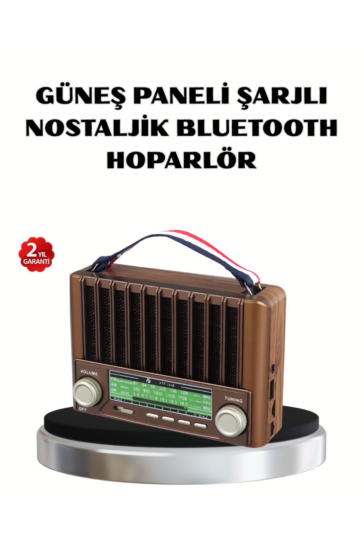 Solar Hoparlör Bluetooth FM AM SW Radyo Çok Fonksiyonlu Şarjlı