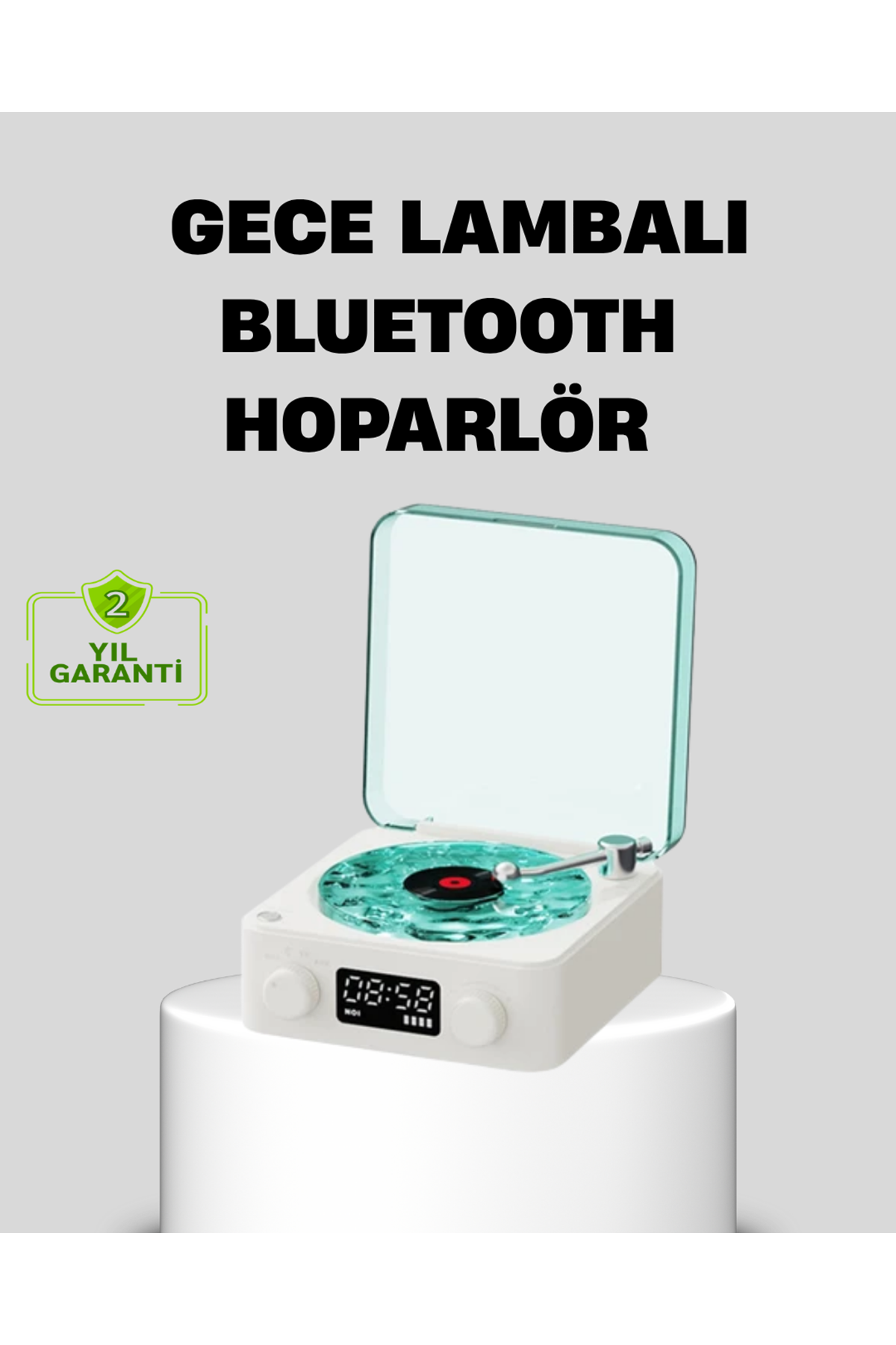 Gece Lambası Stereo Bluetooth Hoparlör Dijital Saatli Vintage Tasarım Çok Fonksiyonlu