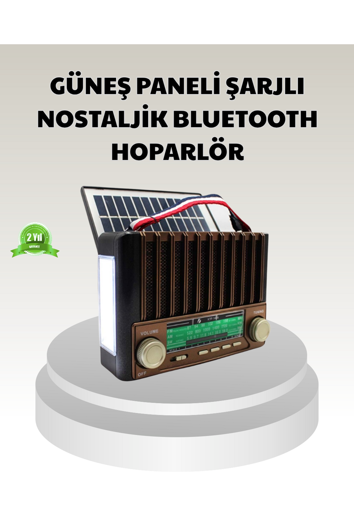 Güneş Enerjili Taşınabilir Hoparlör KTF-1428 Bluetooth Radyo USB SD Kart Destekli