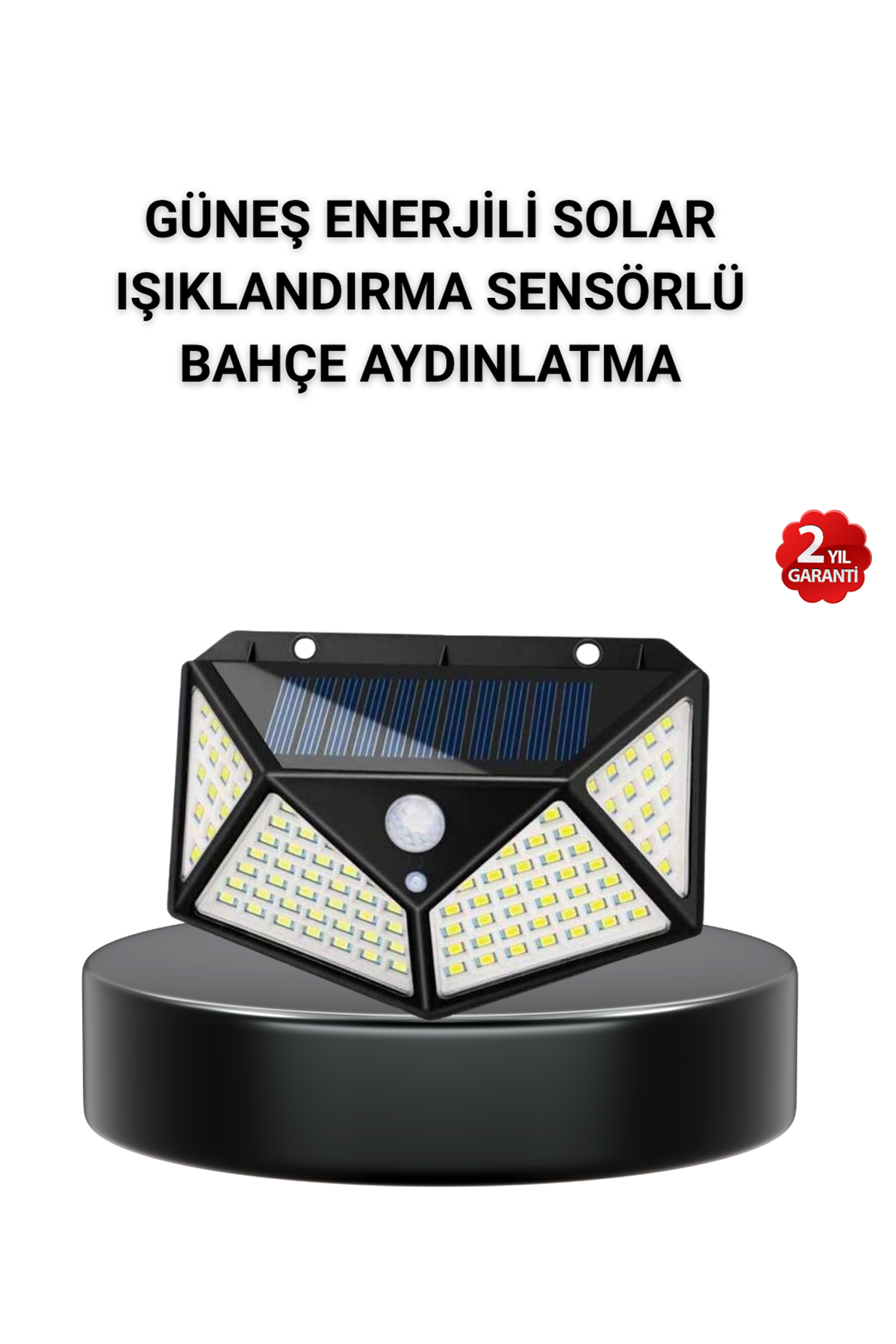 Solar Bahçe Lambası 100 LED Hareket Sensörlü Güneş Enerjili Aydınlatma