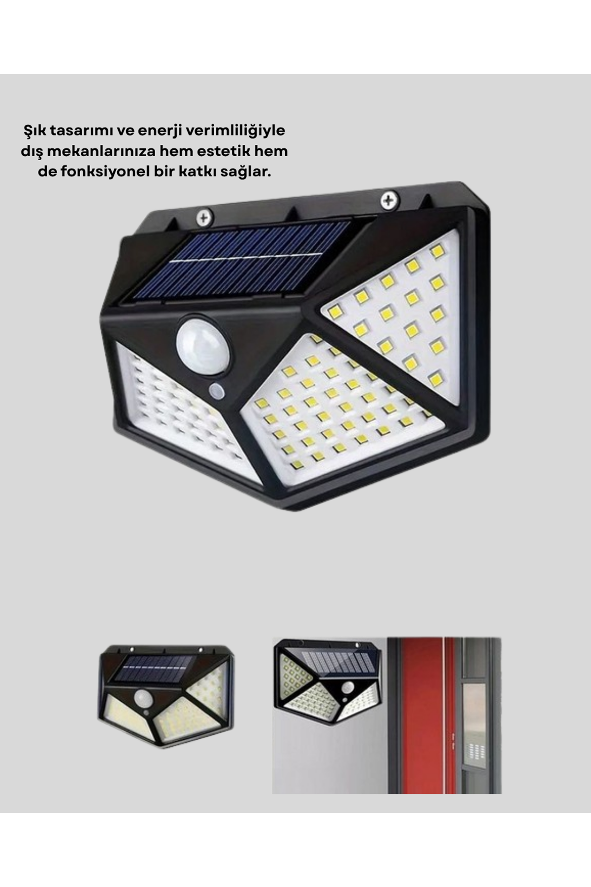Solar Bahçe Lambası 100 LED Hareket Sensörlü Güneş Enerjili Aydınlatma
