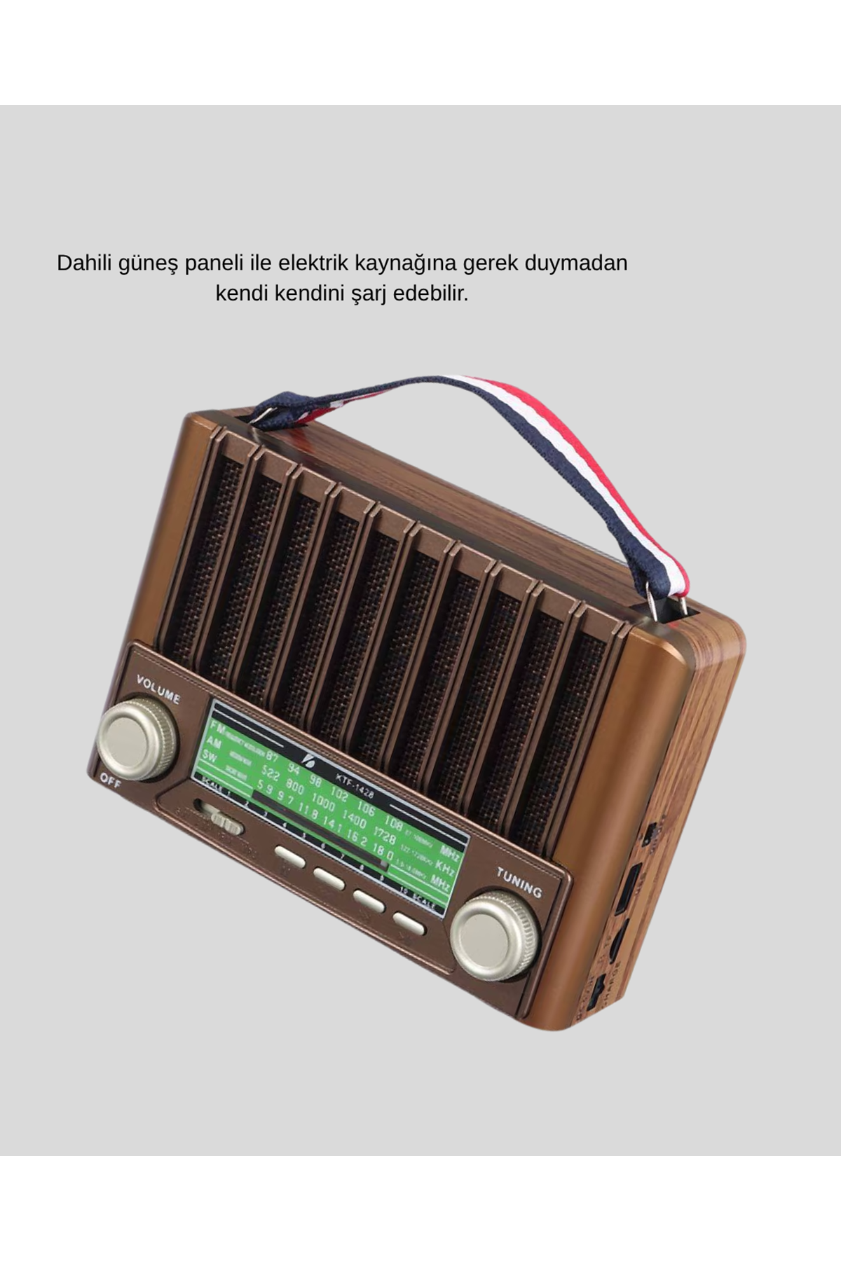 Taşınabilir Hoparlör Güneş Panelli Bluetooth USB SD FM AM SW Radyo