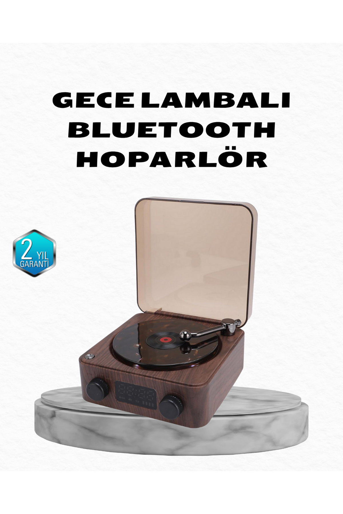 Gece Lambası Bluetooth Hoparlör Dijital Saat Çok Fonksiyonlu Su Dalgası Işıklı
