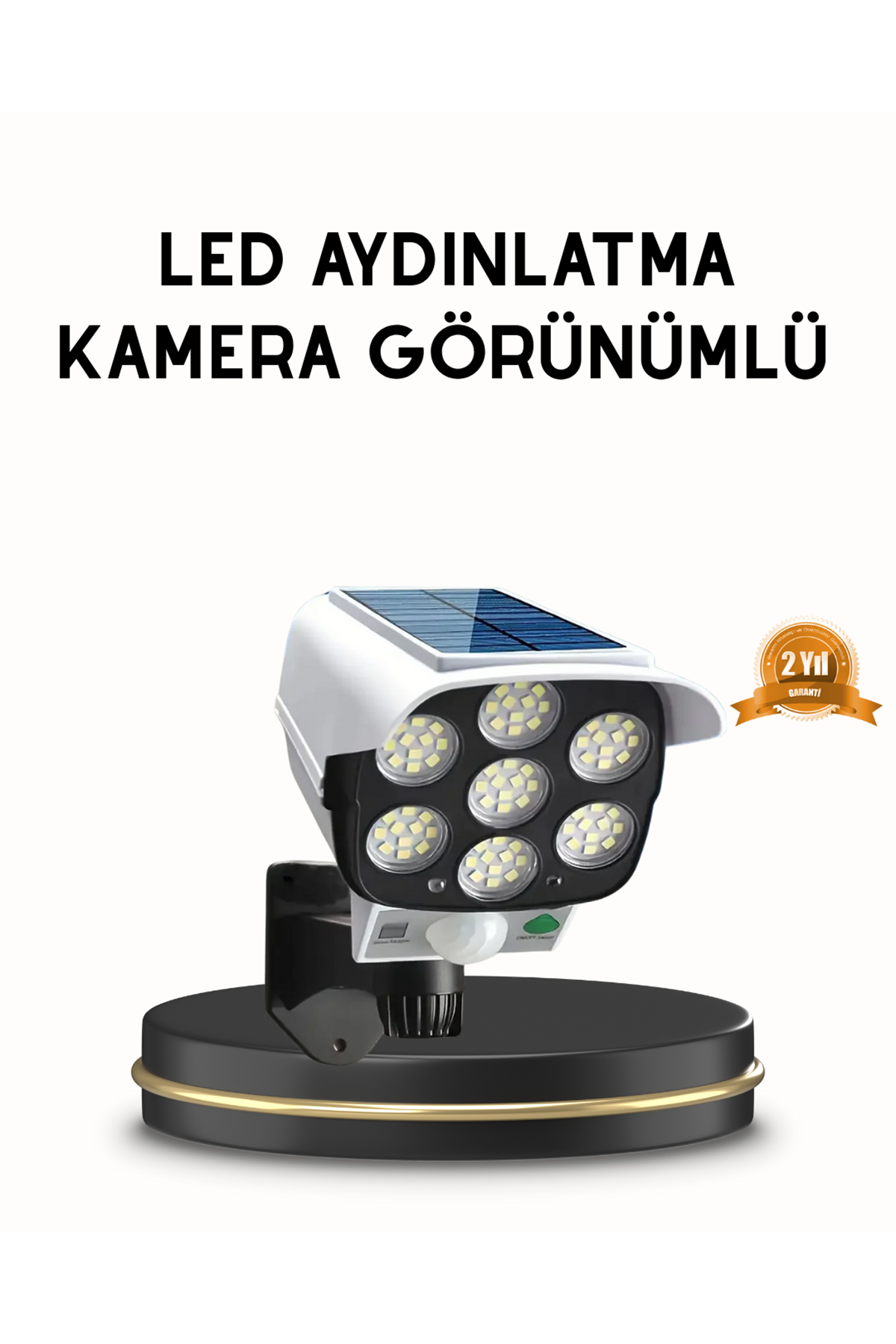 Güneş Paneliyle Şarj Olan Hareket Sensörlü Dış Mekan Güvenlik Lambası Ayarlanabilir