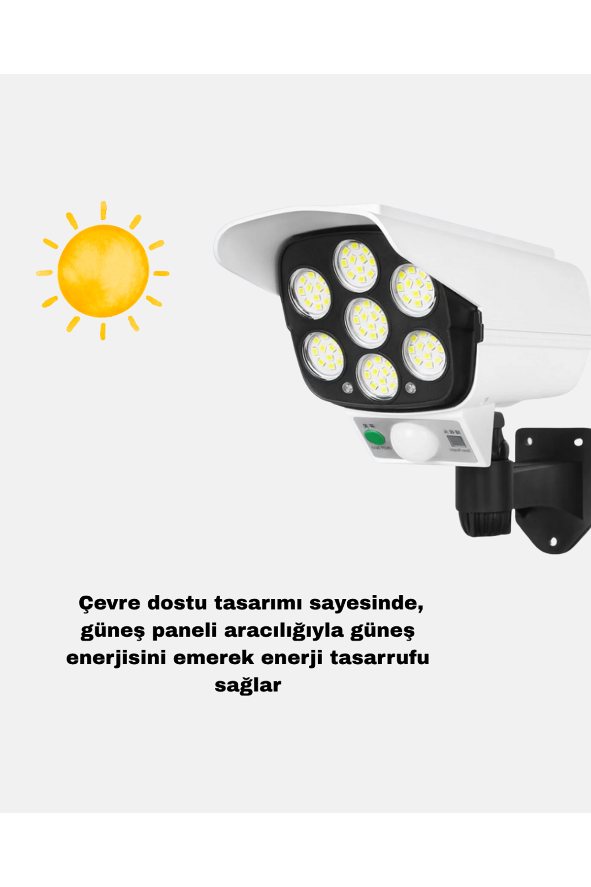Güneş Paneliyle Şarj Olan Hareket Sensörlü Dış Mekan Güvenlik Lambası Ayarlanabilir