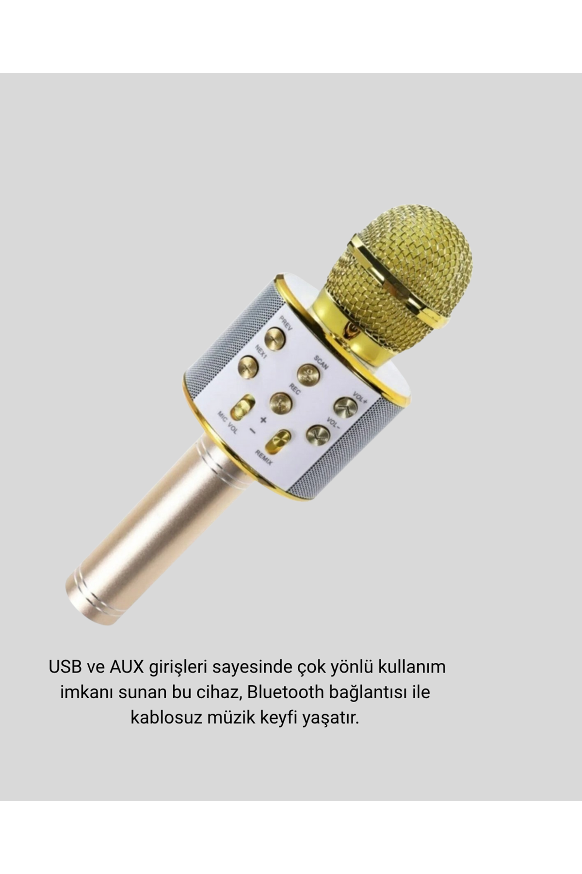 Bluetooth Karaoke Mikrofon Şarjlı Uzun Pil Ömürlü Çok Fonksiyonlu