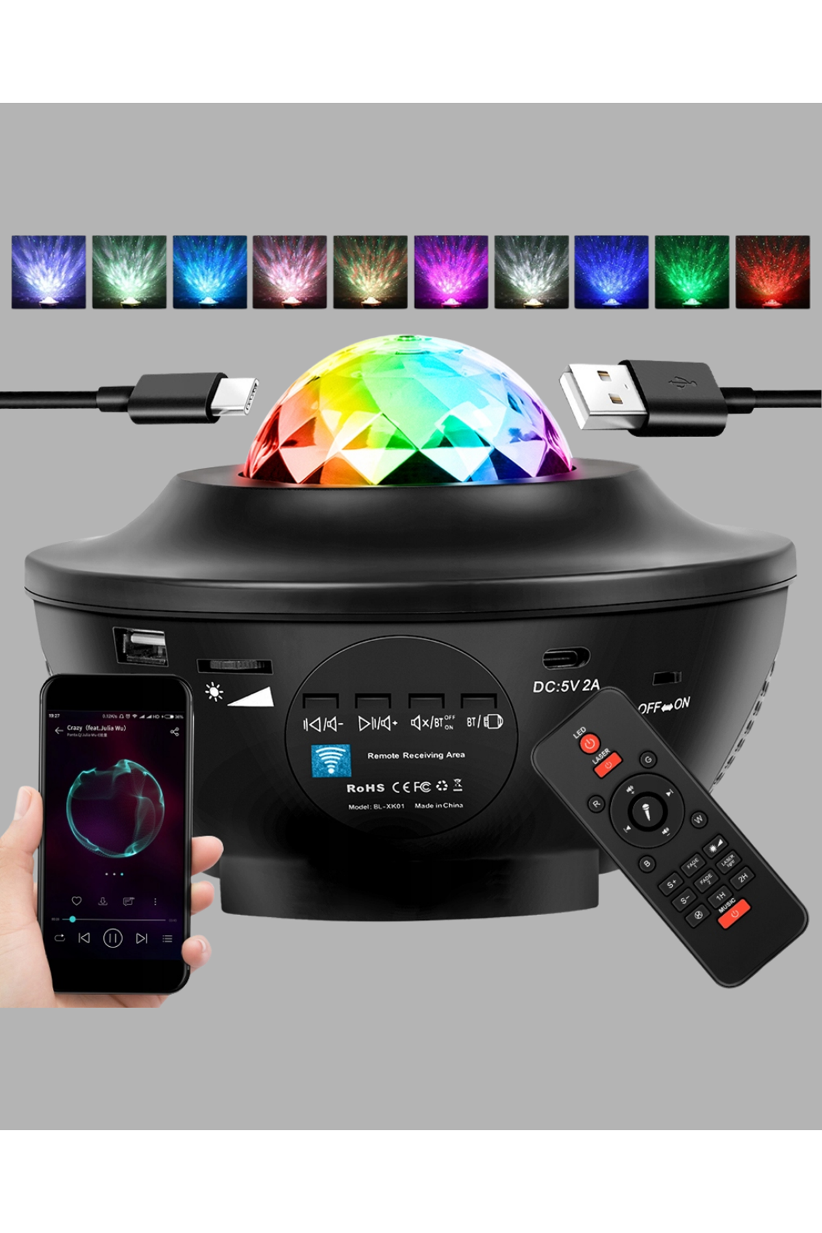 Yıldızlı Projektör Galaxy Efektli Ayarlanabilir Renkli Atmosfer Lambası