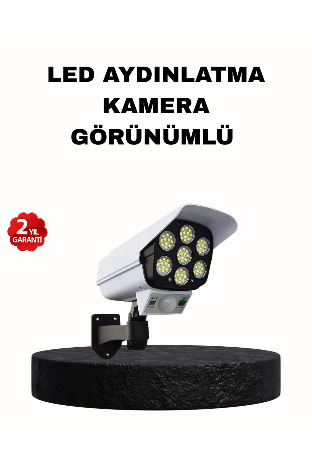 Güneş Enerjili Güvenlik Işığı Dış Mekan 5 Eksen Ayarlı ve PIR Hareket Sensörlü
