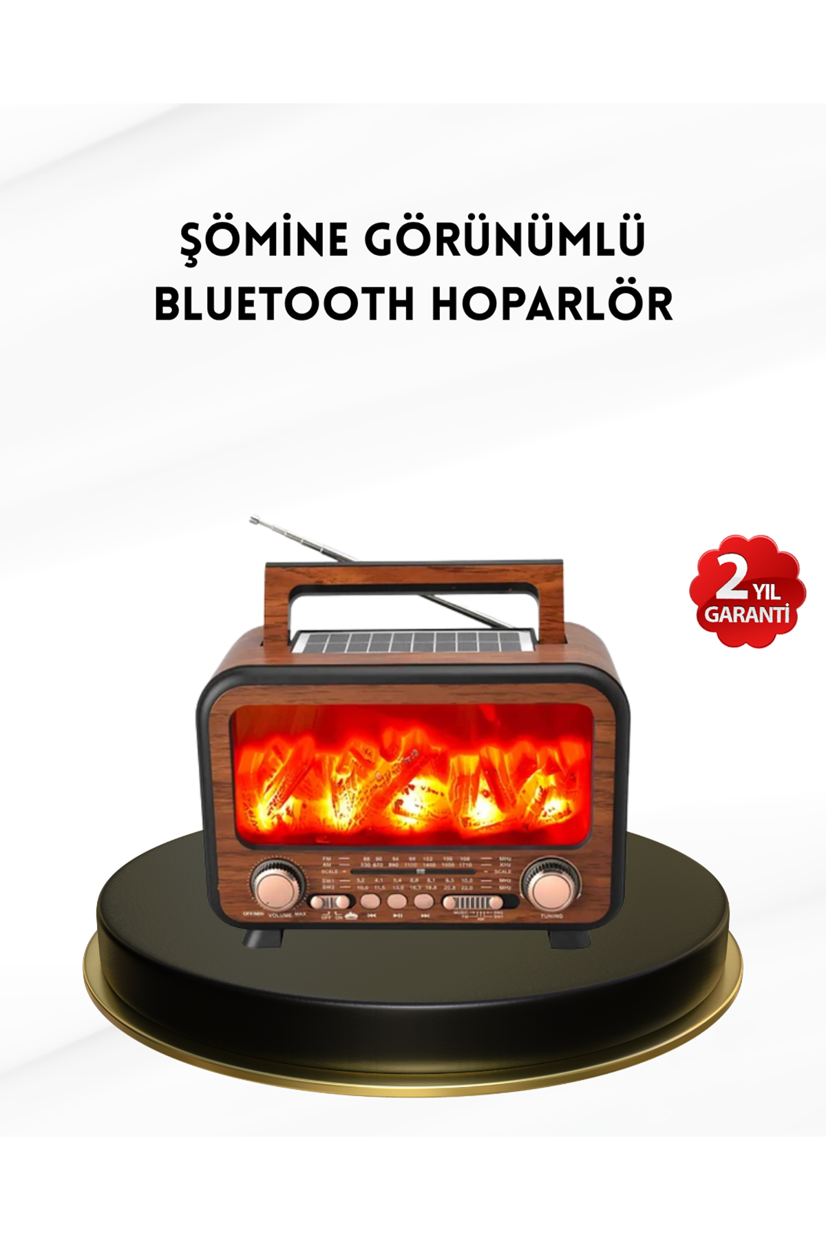 Alev Işığı Efektli Solar Bluetooth Hoparlör Radyo Destekli Taşınabilir Model