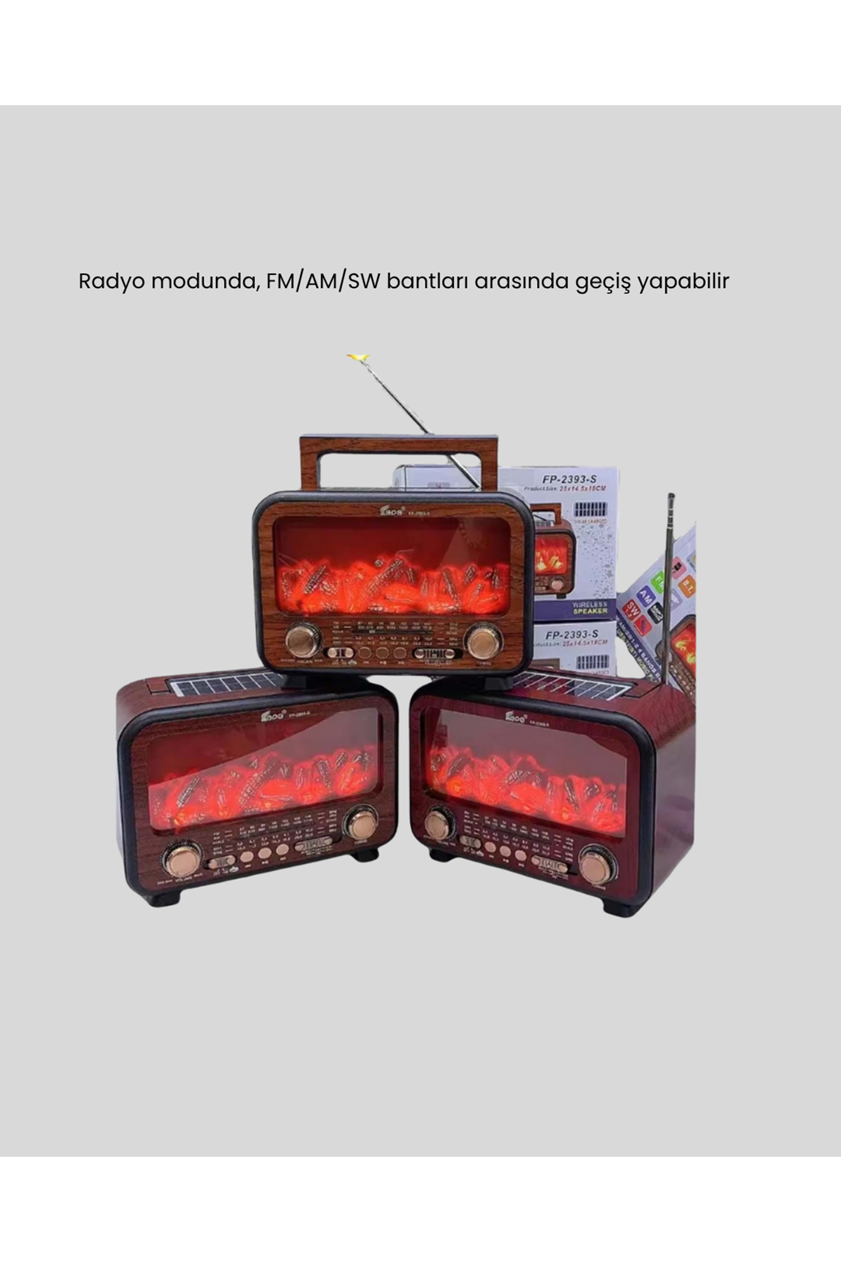 Alev Işığı Efektli Solar Bluetooth Hoparlör Radyo Destekli Taşınabilir Model