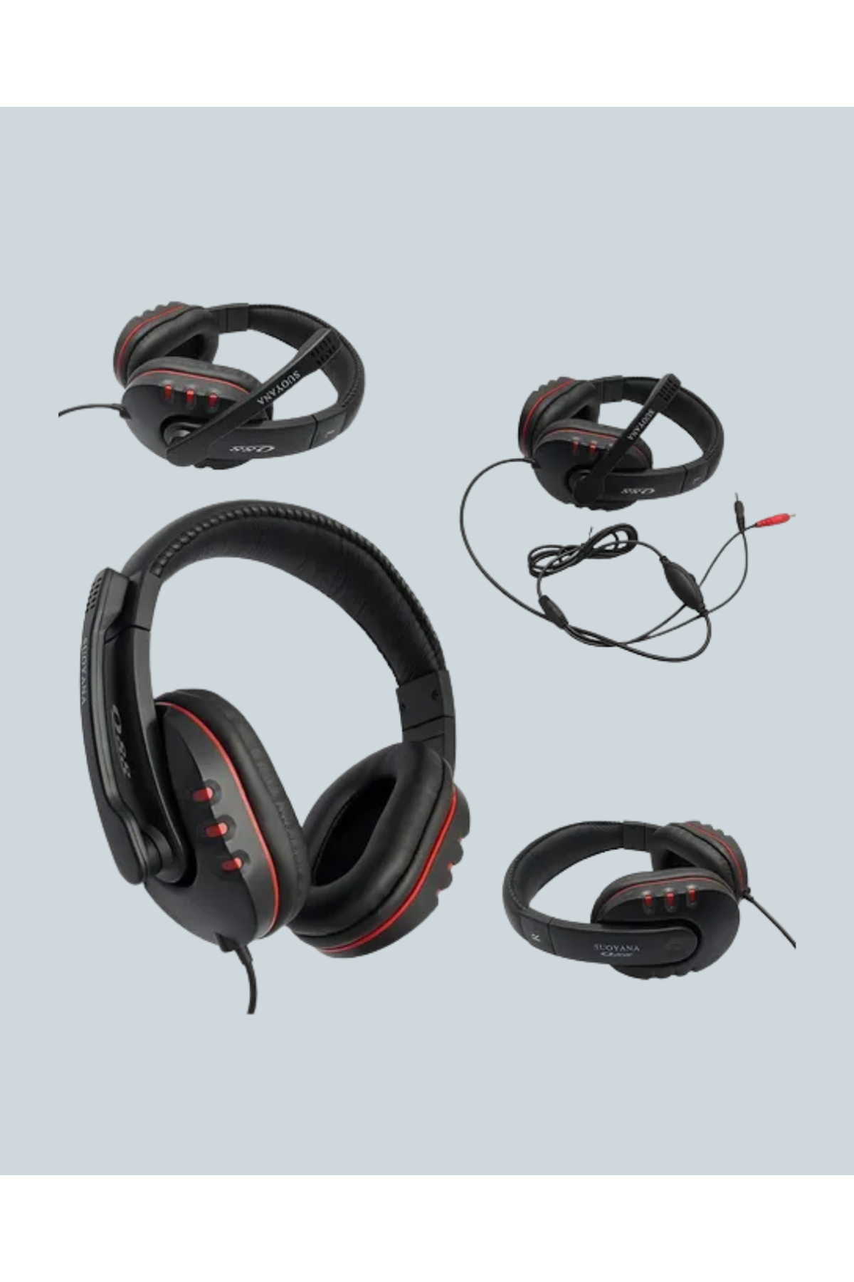 Kırmızı Gaming Kulaklık Stereo Mikrofonlu Dayanıklı Örgü Kablolu