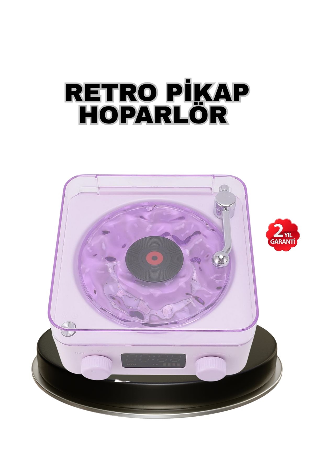 Projektör Işıklı Retro Hoparlör Bluetooth AUX USB Hafıza Kartlı 360° Sesli Şarjlı