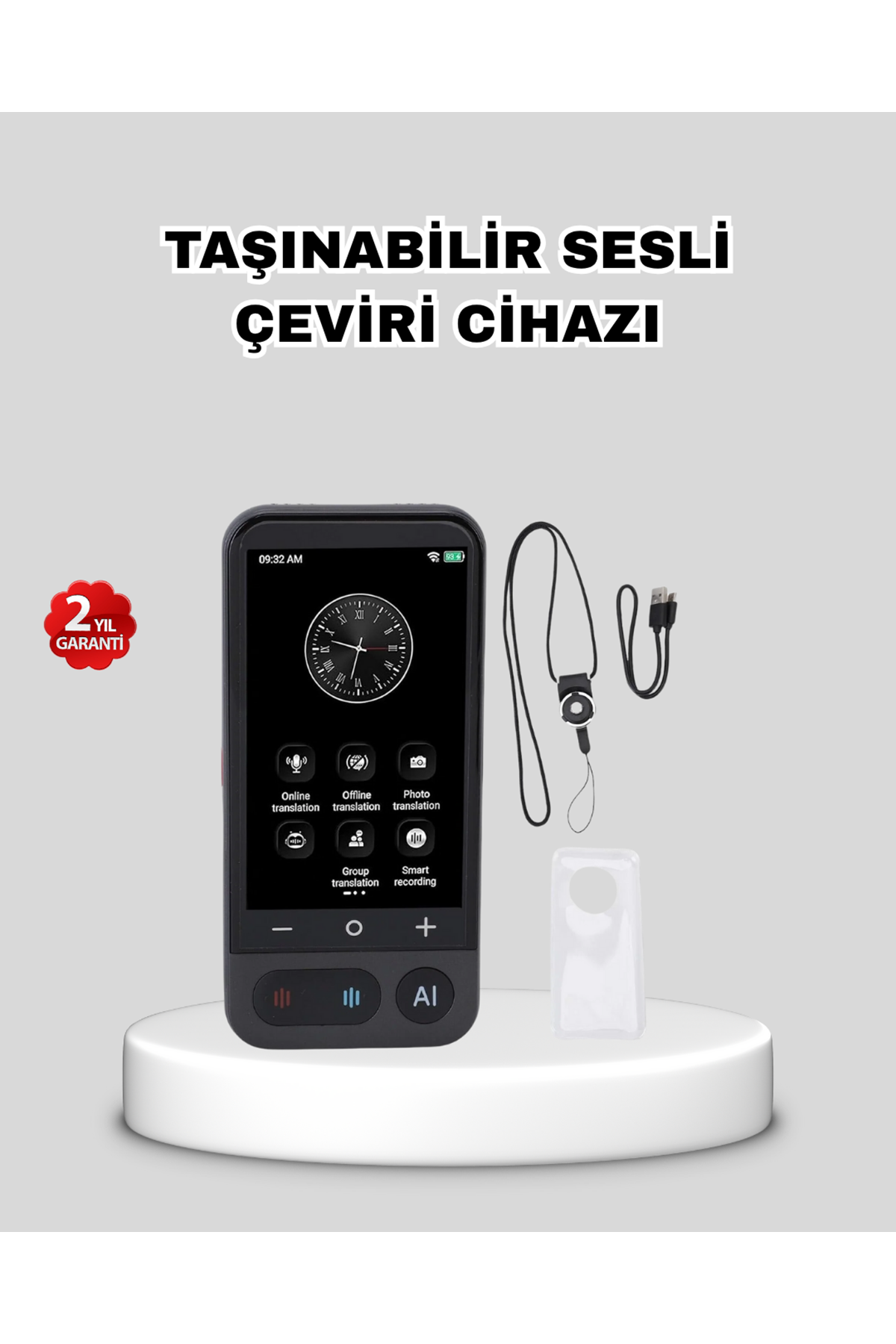 Taşınabilir Akıllı Sesli Çeviri Cihazı – 139 Dil Desteği, Dokunmatik Ekran