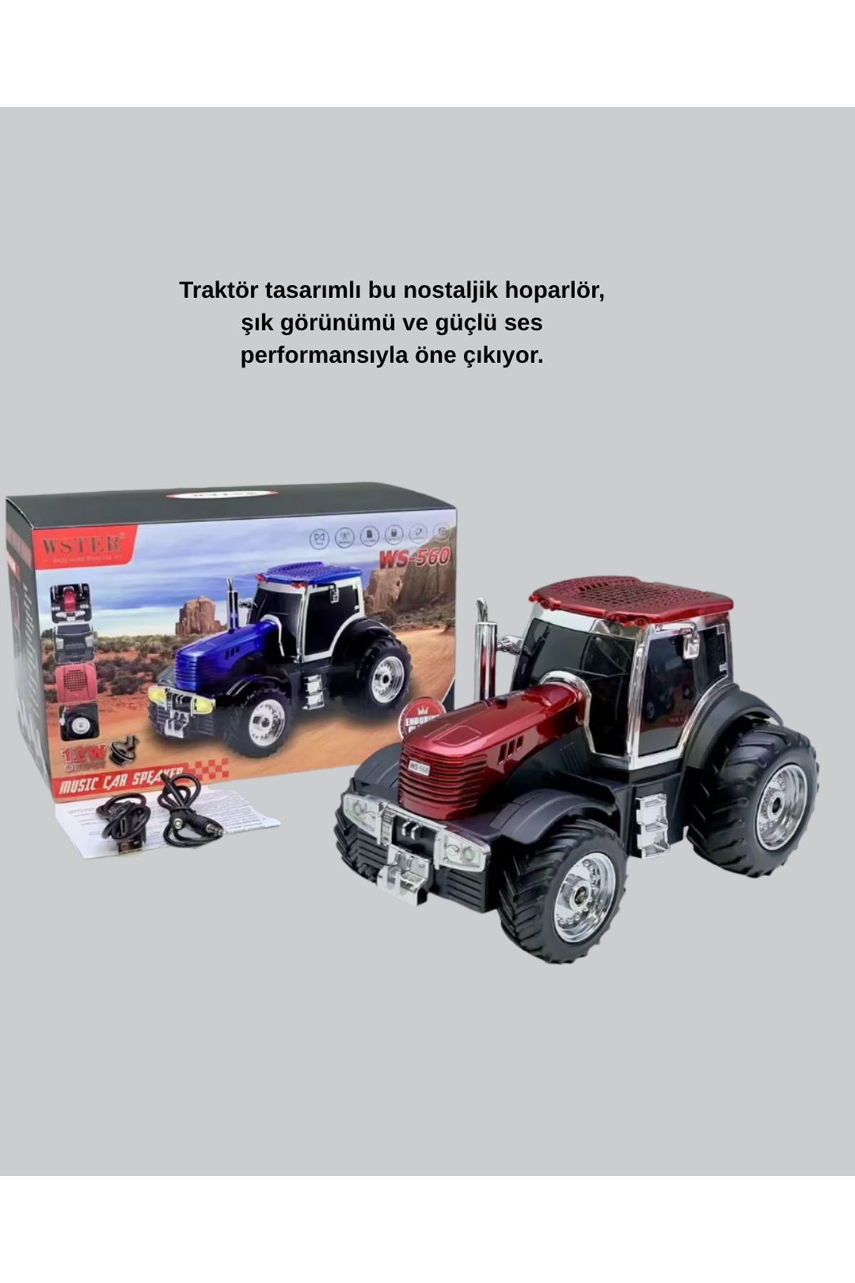 Traktör Tasarımlı Bluetooth Hoparlör 12W TWS Destekli Nostaljik Model