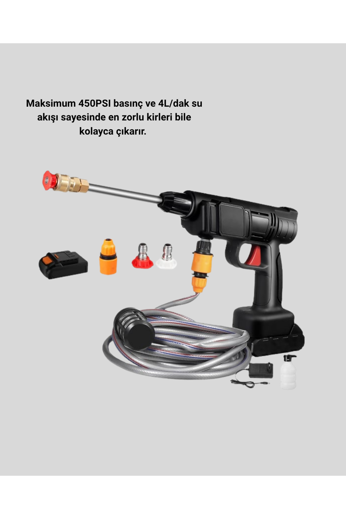 48V Kablosuz Yıkama Makinesi – 2 Pil, Köpük Tankı ve Ayarlanabilir