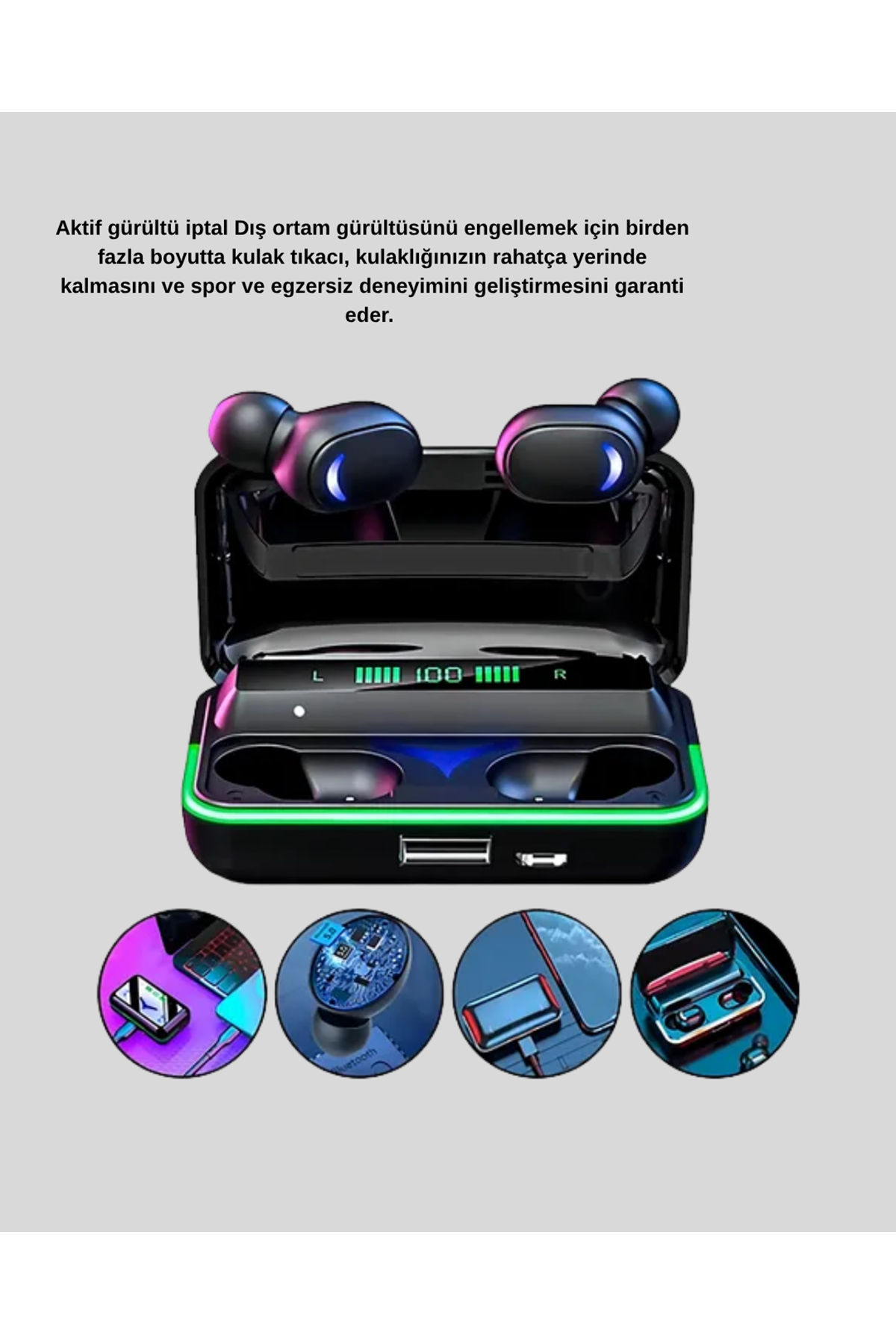 Kablosuz Oyuncu Kulaklığı Powerbank Şarj Kutulu RGB 5.1