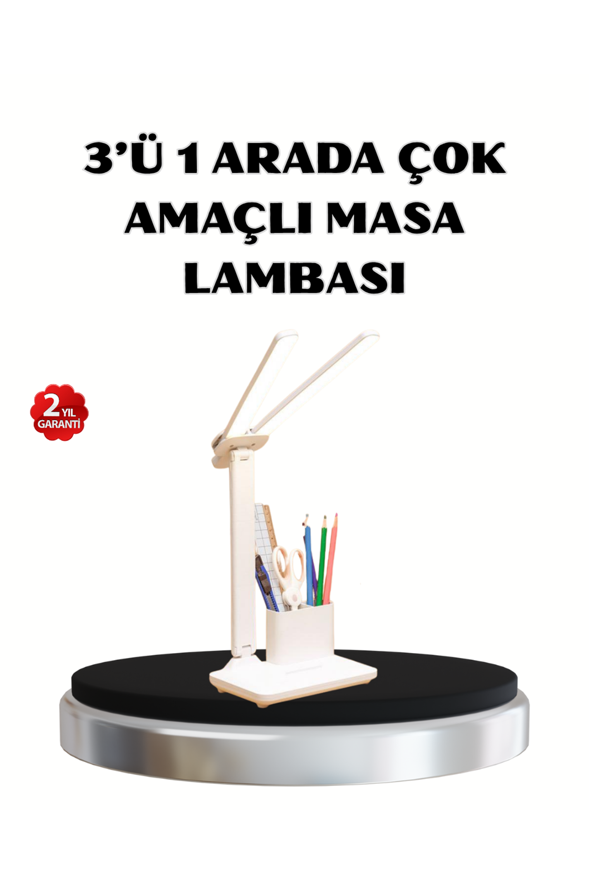 Kalemlik ve Telefon Standlı Masa Lambası – Kısılabilir LED Işık, Göz Dostu Tasarım