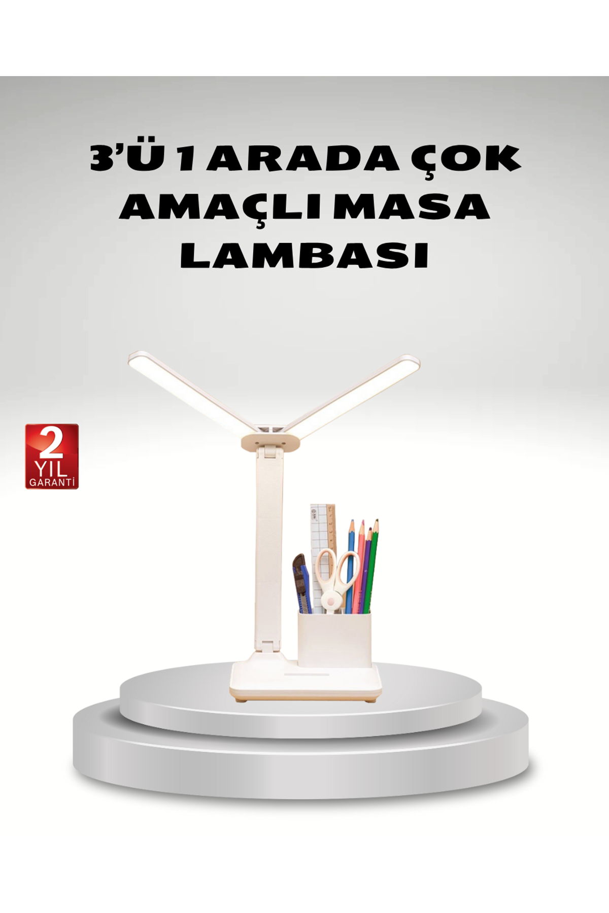 Kısılabilir LED Masa Lambası – Kalemlik ve Telefon Standlı, Göz Yormayan Işık